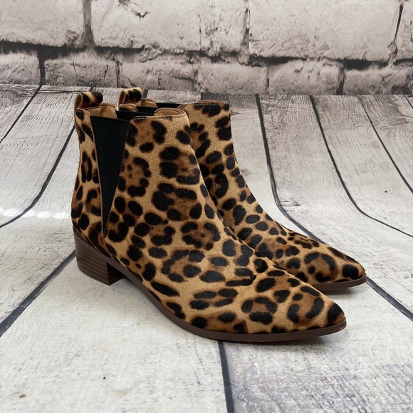 J. Crew Shoes J Crew Leopard Print Ankle Fallon Calf Hair Boots Womens Size 75 Ar85 Poshmark